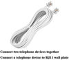 Picture of 15FT Telephone Extension Cord Cable, Landline Phone Line Wire with RJ11 6P4C Plugs, Includes Cable Clips - White - 2 Pack