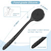 Picture of Manmihealth Silicone Back Scrubber(Thin Bristles) & Soft Bath Glove Set, Super-Cleaning Body Scrubber & Super-Lathering Shower Brush Combination, with a Free Hook. (Black)