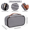 Picture of OCHEAL Small Cosmetic Bag,Portable Cute Travel Makeup Bag for Women and girls Makeup Brush Organizer cosmetics Pouch Bags-Black/White Stripes