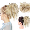 Picture of HMD Tousled Updo Messy Bun Hair Piece Hair Extension Ponytail With Elastic Rubber Band Updo Extensions Hairpiece Synthetic Hair Extensions Scrunchies Ponytail Hairpieces for Women(Tousled Updo Bun, 85H88# (Ash Blonde & Bleach Blonde）)