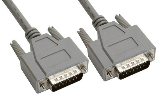 Picture of Amphenol CS-DSSMDB15MM-005 15-Pin DB15 D-Sub Cable, Shielded, Male/Male, 5', Gray