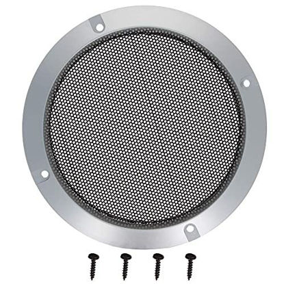 Picture of Fielect 6inch /153mm Speaker Grill Mesh Decorative Circle Woofer Guard Protector Cover Audio Accessories Metal Trim Silver 1 Pcs