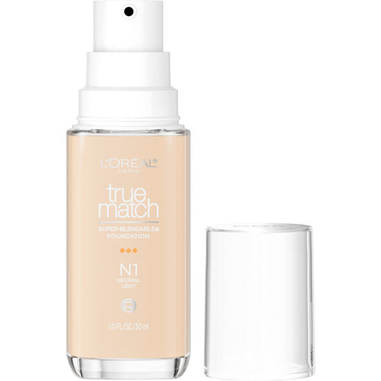 Picture of L’Oréal Paris True Match Super-Blendable Foundation, Medium Coverage Liquid Foundation Makeup with SPF 17, N1, Light, 1 Fl Oz