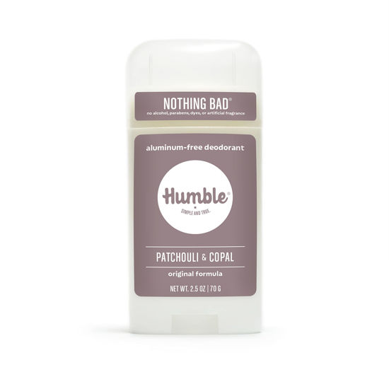 Picture of Humble Brands All Natural Aluminum Free Deodorant Stick for Women and Men, Lasts All Day, Safe, and Certified Cruelty Free, Patchouli and Copal, Pack of 1