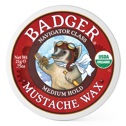 Picture of Badger - Mustache Wax, Medium Hold, Natural Mustache Wax, Certified Organic, Styling Facial Hair Wax, Moustache Wax, 0.75 oz