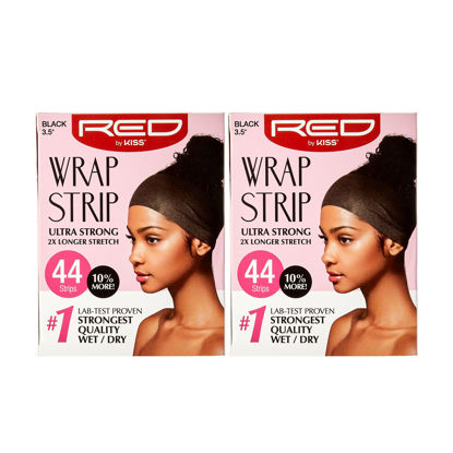 Picture of Red by Kiss Wrap Strip, Ultra Strong 2X Longer Stretch, 44 Strips, Black-3.5" (2 PACK)