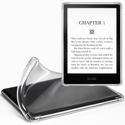 Picture of JvKzaen Clear Case for 6.8" Kindle Paperwhite (11th Generation-2021) and Kindle Paperwhite Signature Edition, Thin Slim Lightweight Scratch Proof Silicone Rubber TPU Back Cover - Transparent