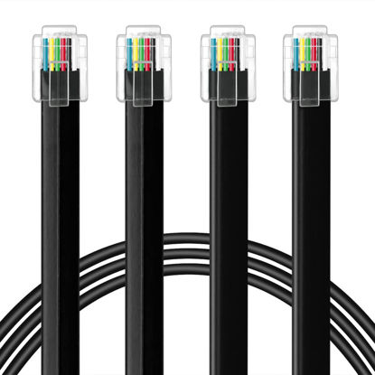 Picture of NECABLES 2Pack RJ12 Cable 10ft Phone Cord RJ12 6P6C Male to Male Straight Wired for Both Data and Voice Use Black - 10 Feet