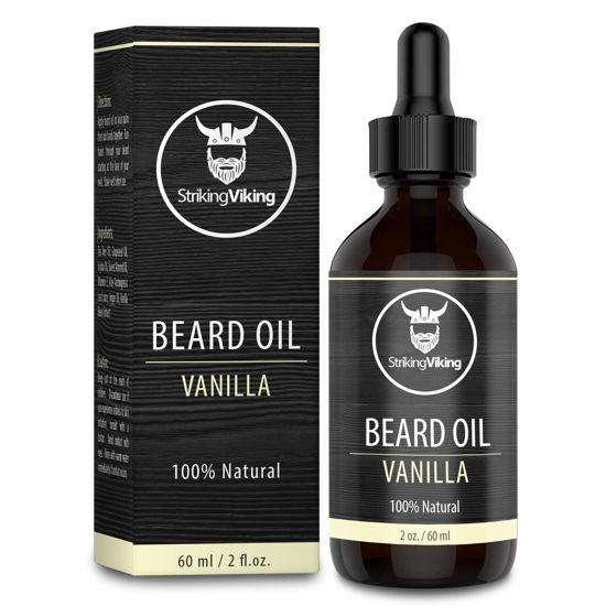 Picture of Striking Viking Vanilla Beard Oil (Large 2 oz.) - 100% Natural Beard Conditioner with Organic Argan & Jojoba Beard Oils with Vanilla Scent - Softens, Moisturizers, & Strengthens Beard Growth