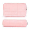 Picture of SOIDRAM Makeup Bag Checkered Cosmetic Bag Plush Pink Makeup Pouch 1Pcs Large Capacity Makeup Bags and 1Pcs Makeup Brushes Storage Bag Travel Toiletry Bag Organizer