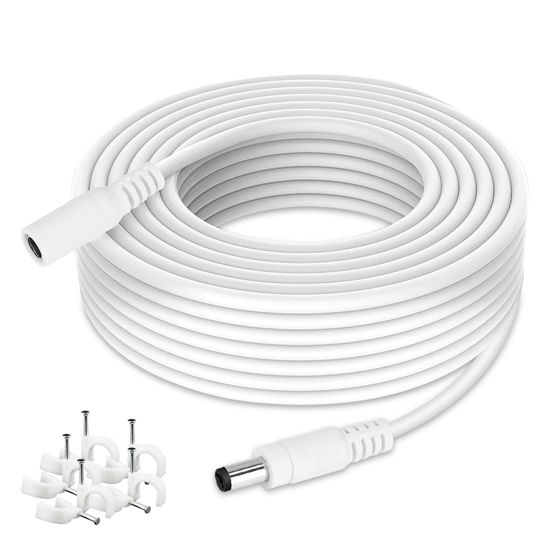 Picture of WILDHD DC Power Extension Cable 33ft 2.1mm x 5.5mm Compatible with 12v Power Adapter Extension Cable for CCTV Security Camera IP WiFi Camera Standalone DVR (33ft,5.5mm Plug, White)