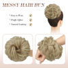 Picture of FESHFEN Messy Bun Hair Piece Hair Bun Scrunchies Synthetic Pale Ash Blonde Wavy Curly Chignon Ponytail Hair Extensions Thick Updo Hairpieces for Women Girls 1PCS