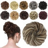 Picture of FESHFEN Messy Bun Hair Piece Hair Bun Scrunchies Synthetic Wavy Chignon Ponytail Hair Extensions Thick Updo Hairpieces for Women Girls 1PCS, Brown & Bleach Blonde