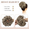 Picture of FESHFEN Messy Bun Hair Piece Hair Bun Scrunchies Synthetic Wavy Chignon Ponytail Hair Extensions Thick Updo Hairpieces for Women Girls 1PCS, Brown & Bleach Blonde