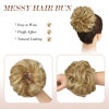 Picture of FESHFEN Messy Bun Hair Piece Hair Bun Scrunchies Synthetic Wavy Chignon Ponytail Hair Extensions Thick Updo Hairpieces for Women Girls 1PCS, Strawberry Blonde & Bleach Blonde