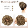 Picture of FESHFEN Messy Bun Hair Piece, Messy Hair Bun Scrunchies for Women Brown and Blonde Synthetic Wavy Curly Chignon Ponytail Hair Extensions Thick Updo Hairpiece for Daily Wear 1PCS