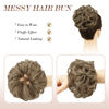 Picture of FESHFEN Messy Bun Hair Piece Hair Bun Scrunchies Dirty Brown Synthetic Wavy Chignon Ponytail Hair Extensions Thick Updo Hairpieces for Women Girls 1PCS