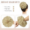 Picture of FESHFEN Messy Bun Hair Piece Hair Bun Scrunchies Synthetic Light Bleach Blonde Curly Wavy Chignon Ponytail Hair Extensions Thick Updo Hairpieces for Women Girls 1PCS