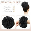 Picture of FESHFEN Messy Bun Hair Piece Hair Bun Scrunchies Synthetic Jet Black Wavy Chignon Ponytail Hair Extensions Thick Updo Hairpieces for Women Girls 1PCS