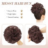 Picture of FESHFEN Messy Bun Hair Piece Hair Bun Scrunchies Dark Auburn Synthetic Wavy Chignon Ponytail Hair Extensions Thick Updo Hairpieces for Women Girls 1PCS