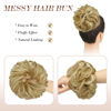 Picture of FESHFEN Messy Bun Hair Piece Hair Bun Scrunchies Synthetic Wavy Chignon Ponytail Hair Extensions Thick Updo Hairpieces for Women Girls 1PCS, Lightest Ash Brown & Bleach Blonde