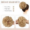 Picture of FESHFEN Hair Buns Hair Piece Hairpieces for Women Light Honey Blonde Thick Hair Extension Bun Messy Wavy Curly Ponytail Scrunchies Updo Chignon 1PCS