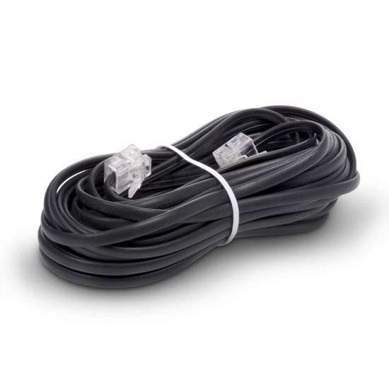 Picture of Phone Line Cord 25 Feet - Modular Telephone Extension Cord 25 Feet - 2 Conductor (2 pin, 1 line) Cable - Works Great with FAX, AIO, and Other Machines - Black