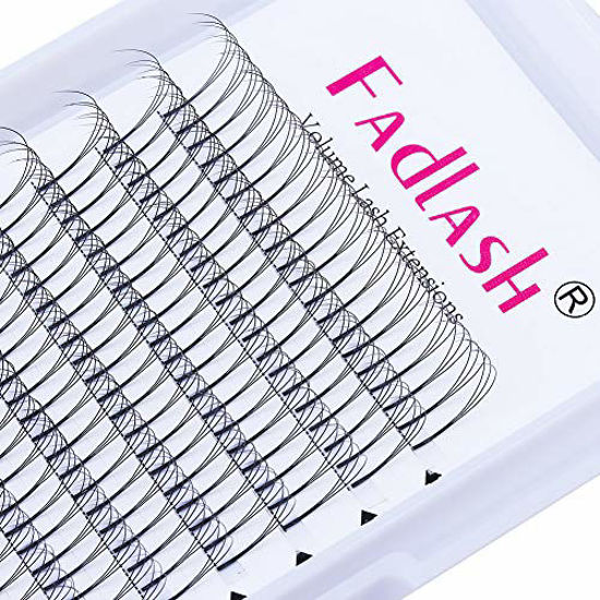 Picture of Premade Volume Eyelash Extensions 8~20mm Length 3D/5D Lash Extensions Premade Lash Fans C/D Curl Long Stem Eyelash Volume Extensions 8-20mm Length by FADLASH (3D-0.10-D, 17mm)