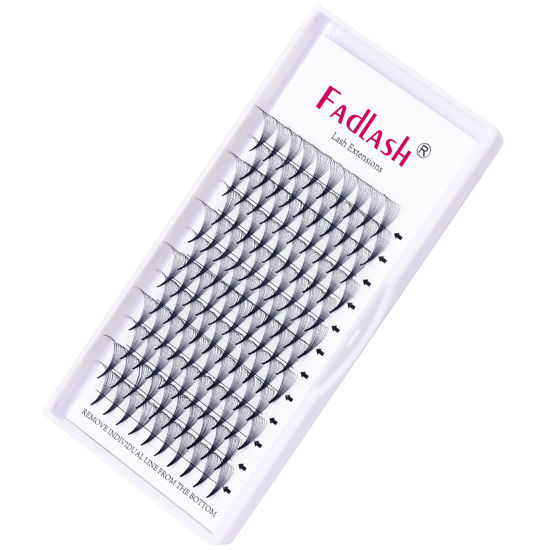 Picture of Pre Made Eye Lash Extension Fans 10D Premade Volume Eyelash Extensions 0.07 Thinkness C Durly Premade Lash Fans Pointed Base Middle Stem Eyelash Extension (10D-0.07C, 20mm)