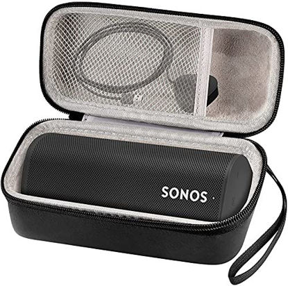 Picture of Case Compatible with Sonos Roam WLAN & Bluetooth Speaker, with Mesh Pocket Fits USB Cable and Accessories - Black