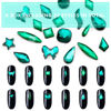 Picture of 120 Pieces Flatback Rhinestones for Crafts,Nail Gems Gemstones Crystals Jewels,Craft Glass Diamonds Stones Bling Rhinestone with Tweezers and Picking Pen,12 Shapes Rhinestones(Green)