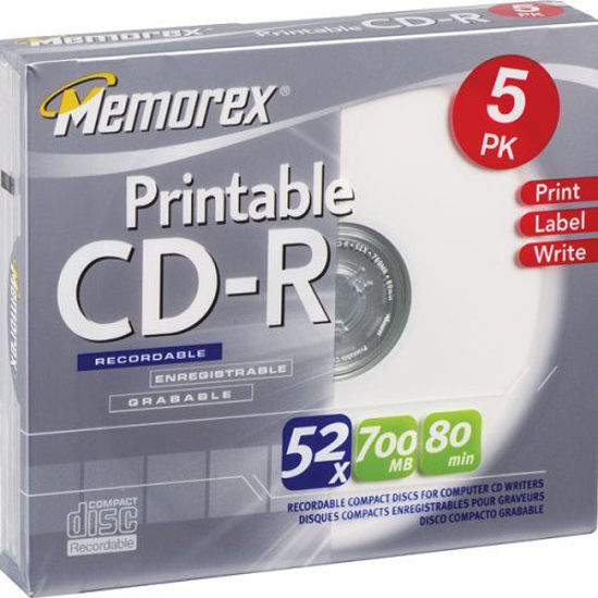 Picture of Memorex 5PK CD-R 80 WHITE PRINTABLE ( 32024729 ) (Discontinued by Manufacturer)