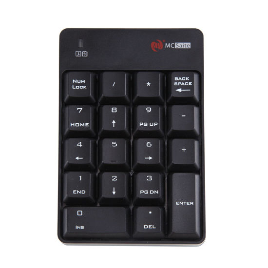 Picture of MCSaite Wireless Numeric Keypad - with Nano Receiver,2.4G 18 Keys Numpad for Laptop Desktop PC Windows (Black) (Black)