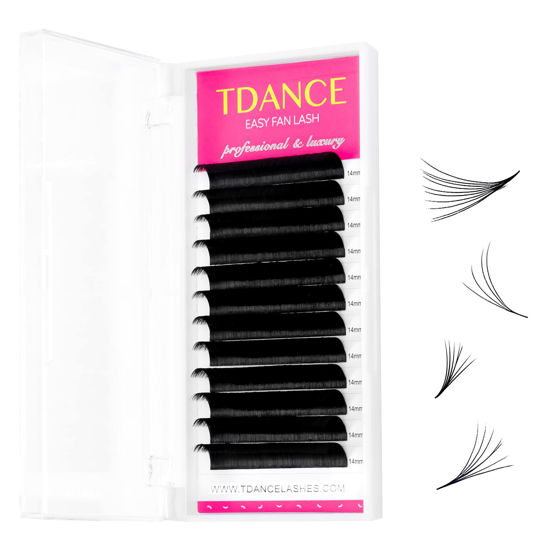 Picture of TDANCE Eyelash Extension Supplies Rapid Blooming Volume Eyelash Extensions Thickness 0.05 CC Curl 14mm Easy Fan Volume Lashes Self Fanning Individual Eyelashes Extension (CC-0.05,14mm)