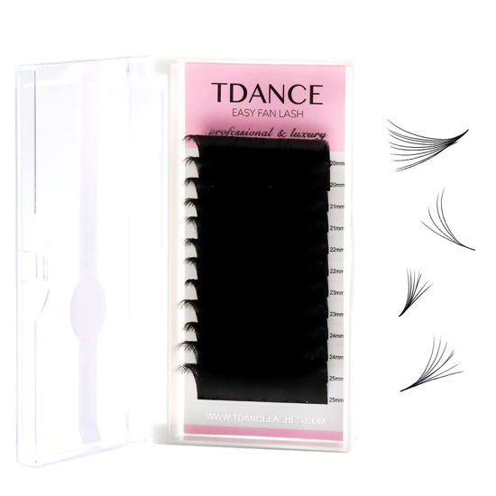 Picture of TDANCE Eyelash Extension Supplies Rapid Blooming Volume Eyelash Extensions Thickness 0.03 CC Curl Mix 20-25mm Easy Fan Volume Lashes Self Fanning Individual Eyelashes Extension (CC-0.03,20-25mm)