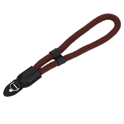 Picture of Camera Wrist band Strap,Quick Release Camera Wrist Strap,Safety Tether,Adjustable Climbing Rope Woven Cowhide for Lecai M11/M10/M10-R/M10-P/Q2/Q (Typ 116)/ M-P (Typ 240)/M Nikon Z6 Z7 Z6II Z7II Brown