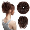 Picture of CJL HAIR Large Messy Bun Hair Piece Wavy Curly Scrunchies Synthetic Chignon Ponytail Hair Extensions Thick Updo Hairpieces for Women (Curly, Straight, Chocolate Brown and Auburn Tips)