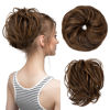 Picture of CJL HAIR Large Messy Bun Hair Piece Wavy Curly Scrunchies Synthetic Chignon Ponytail Hair Extensions Thick Updo Hairpieces for Women (Curly, Straight, Dark Brown/Golden Blonde)