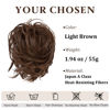 Picture of CJL HAIR Large Messy Bun Hair Piece Wavy Curly Scrunchies Synthetic Chignon Ponytail Hair Extensions Thick Updo Hairpieces for Women (Curly, Straight, Light Brown)