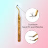 Picture of VAVALASH Lash Tweezers For Eyelash Extensions Yellow Ice Crack Hook Tweezers For Making Volume And Classic Fans 1 PCS Professional Individual Lashes Tweezer (Yellow, V07）