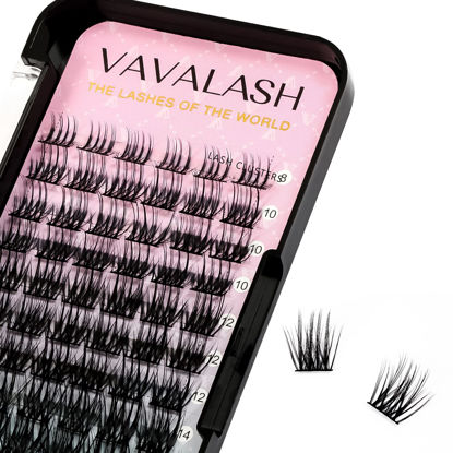 Picture of VAVALASH Lash Clusters 72 PCS DIY Eyelash Cluster Extension Soft Thin Band 72 Clusters Lashes Extensions C/D Curl Clusters Eyelashes Volume Wispy Individual Lashes Cluster (VY22, C Curl-8-16Mix)