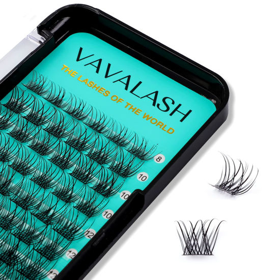 Picture of VAVALASH Individual Cluster Lashes 72 PCS DIY Eyelash Extension Light and Soft Faux Mink Slik Lash Clusters Easy Full Lash Extensions DIY at Home (V02, C Curl-14mm)