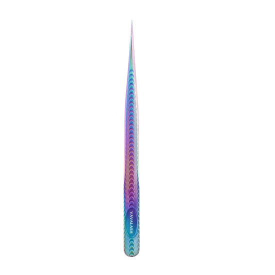 Picture of VAVALASH Lash Tweezers For Eyelash Extensions Ripples Straight Isolation Tweezers Quick and Precise Pick the Natural Lashes 1 PCS Professional Individual Lashes Tweezer (Rainbow, V01）