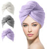 Picture of YFONG Larger Microfiber Hair Towel Wrap for Women, Rapid Drying Towels for Hair with Button, Super Absorbent Hair Turbans for Wet Hair Long Thick Curly Hair, Soft Hair Drying Towel Wrap