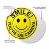 Picture of (Set of 5) Smile You're On Camera Stickers - 4.5" Circle - Durable Self Adhesive 4 Mil Vinyl - Laminated - Fade & Scratch Resistant - Waterproof - Private Property No Trespassing CCTV Security Recording Video Surveillance Sign