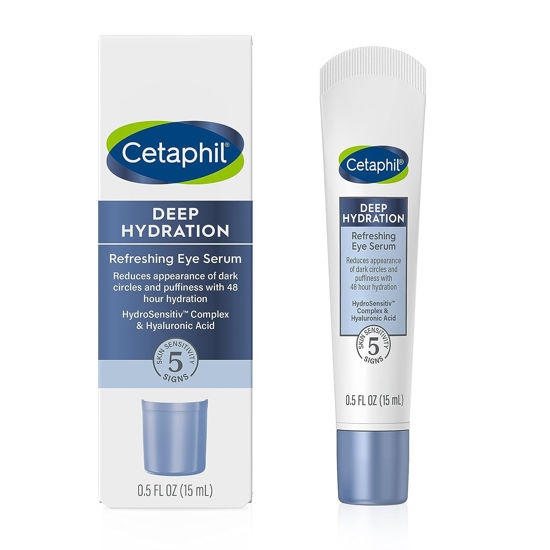 Picture of Cetaphil Deep Hydration Refreshing Eye Serum, 0.5 fl oz, 48Hr Hydrating Under Eye Cream to Reduce the Appearance of Dark Circles, With Hyaluronic Acid, Vitamin E & B5 (Packaging May Vary)