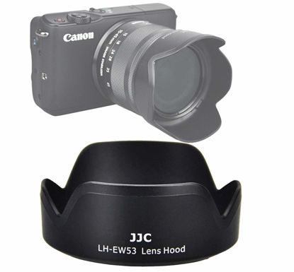 Picture of JJC LH-EW53 Dedicated Bayonet Lens Hood, Compatible with Canon EF-M 15-45mm f/3.5-6.3 is STM Lens, EFM 15 45mm STM Lens Hood, EF M 15-45, EW53, Replacement of EW-53 Hood