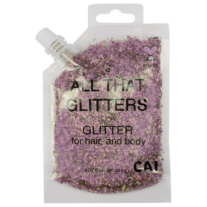 Picture of CAI BEAUTY NYC Rose Gold Glitter | Easy to Apply, Easy to Remove Chunky Glitter for Body, Face and Hair | Bag Pouch | Holographic Cosmetic Grade Glamour Music Concert Festival Accessories