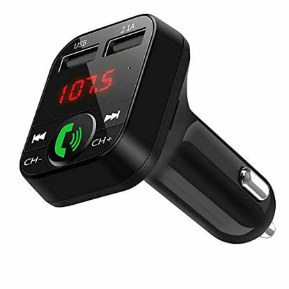 Picture of Bluetooth FM Transmitter, Wireless Car MP3 Player Radio Adapter with Dual USB Ports, Supprt U Disk, AUX Input, Bluetooth Hands-Free Car Kit for Smart Phone