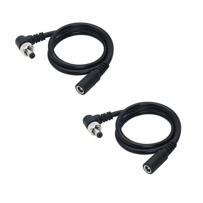 Picture of SinLoon 2 Pack DC Extension Cable 90 Degree DC Power Adapter Plug 5.5mm x 2.1mm Male to Female Extension Wire with Lock Nut for DC 12V Power Adapter, CCTV Security Camera (0.5M/1.65FT)